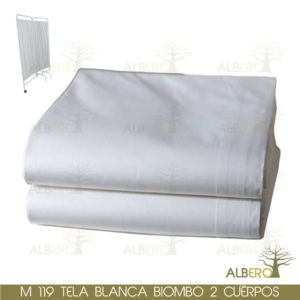M-119 TELA BLANCA BIOMBO 2 CUERPOS